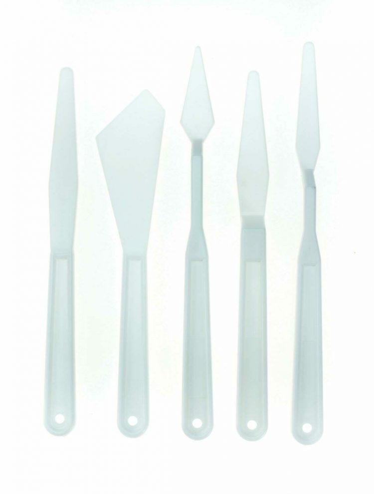 set of plastic palette knives