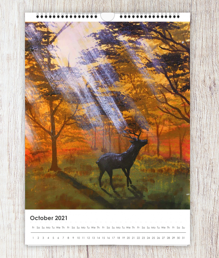 deer in trees calendar