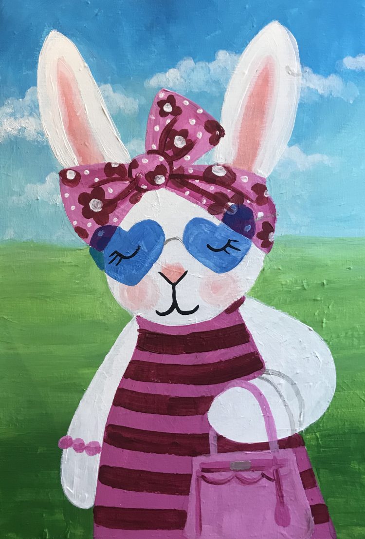 bunny in a head scarf