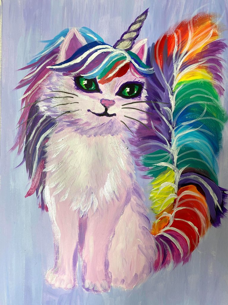 rainbow tailed unicorn kitten