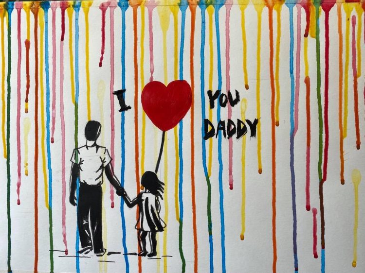 Banksy style father and daughter