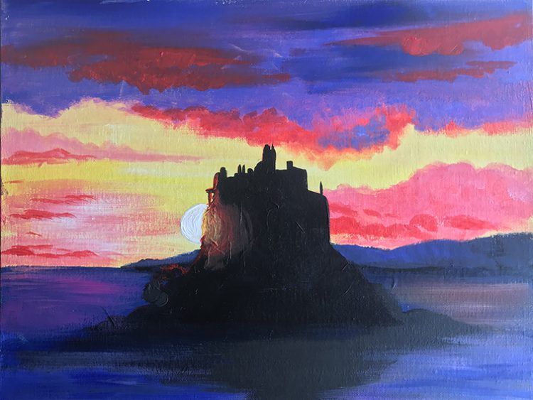 Castle with sunset