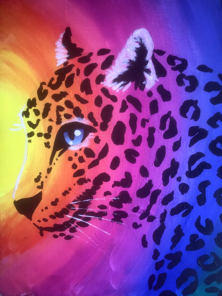 Rainbow leopard painting