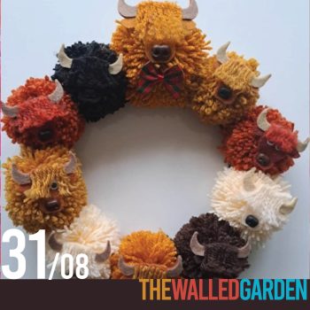 31st August - Ticket For "Highland Coo Pom Pom Wreath" Family Workshop 2pm at The Walled Garden