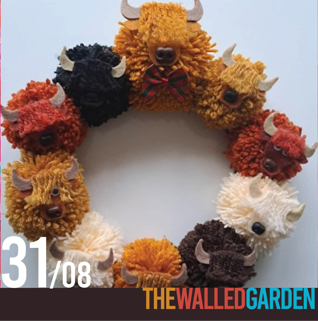 31st August - Ticket For "Highland Coo Pom Pom Wreath" Family Workshop 2pm at The Walled Garden